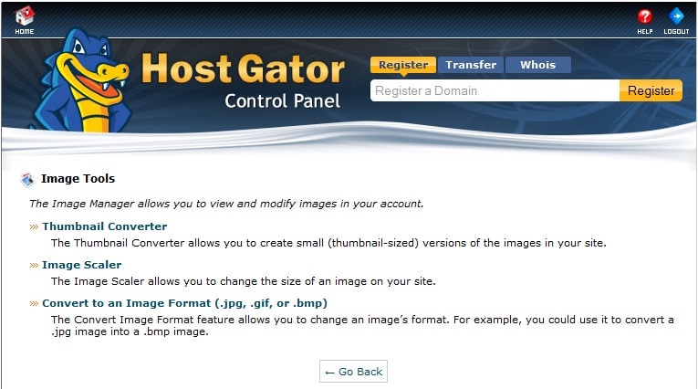 Hostgator image manager