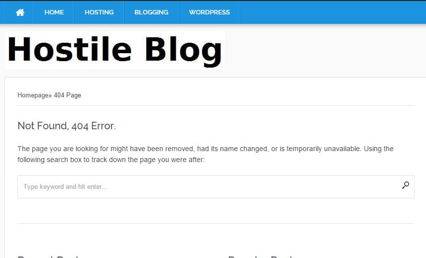 WordPress 404 error template