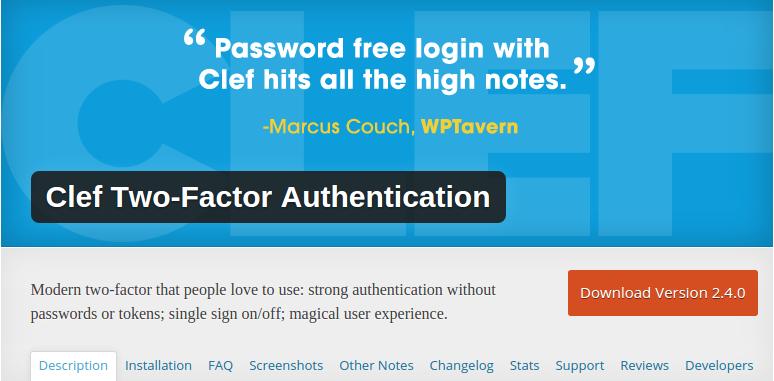clef : 2 step authentication plugin