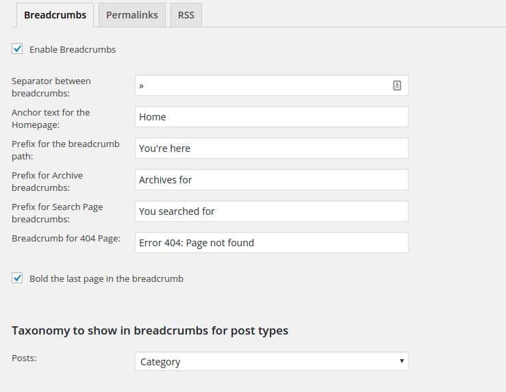 yoast WordPress breadcrumbs navigation