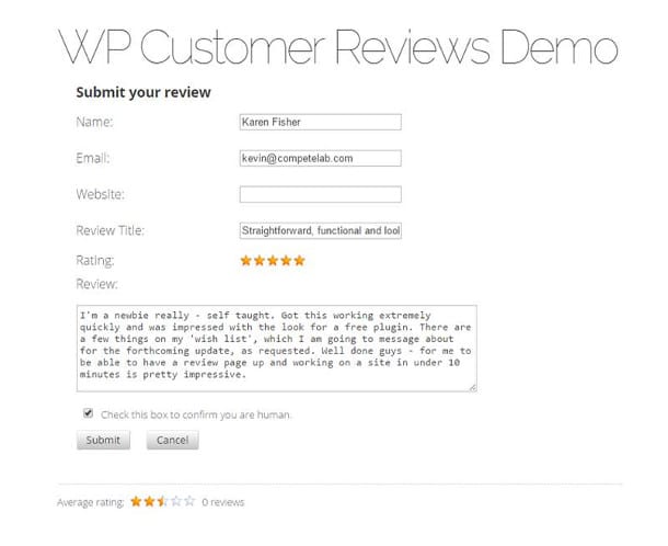 wordpress customer reviews plugin