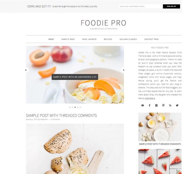 Foodie Pro StudioPress Genesis Framework Child theme