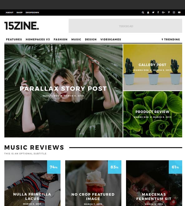 15Zine - best wordpress magazine themes