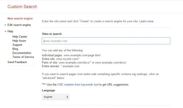 Google custom search engine