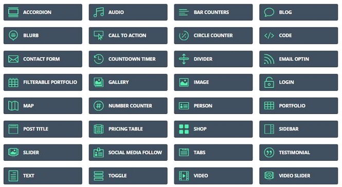 divi builder elements